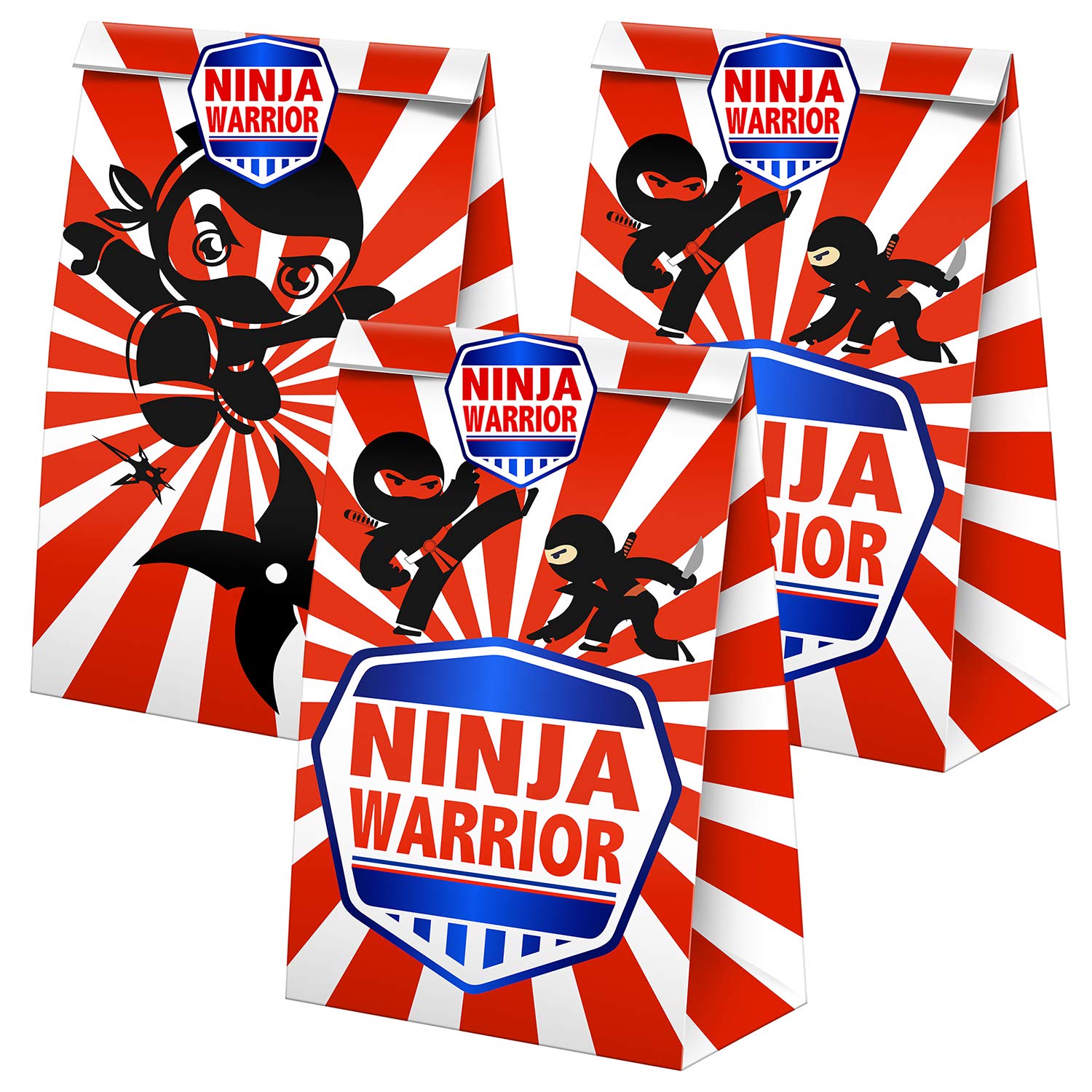 Ninja Goodie Bags - 24 Pcs Ninja Party Favors Candy Bags with Stickers, Ninja Goody Gift Treat Bags Ninja Themed Birthday Party Supplies