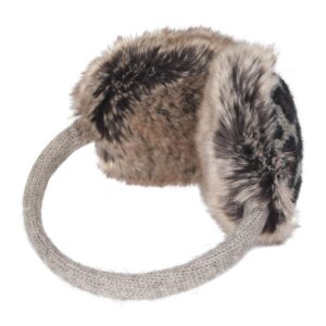 ZLYC Winter Faux Fur Adjustable Earmuffs Cute Knit Fuzzy Ear Muffs for Women Girls (Leopard Gray)