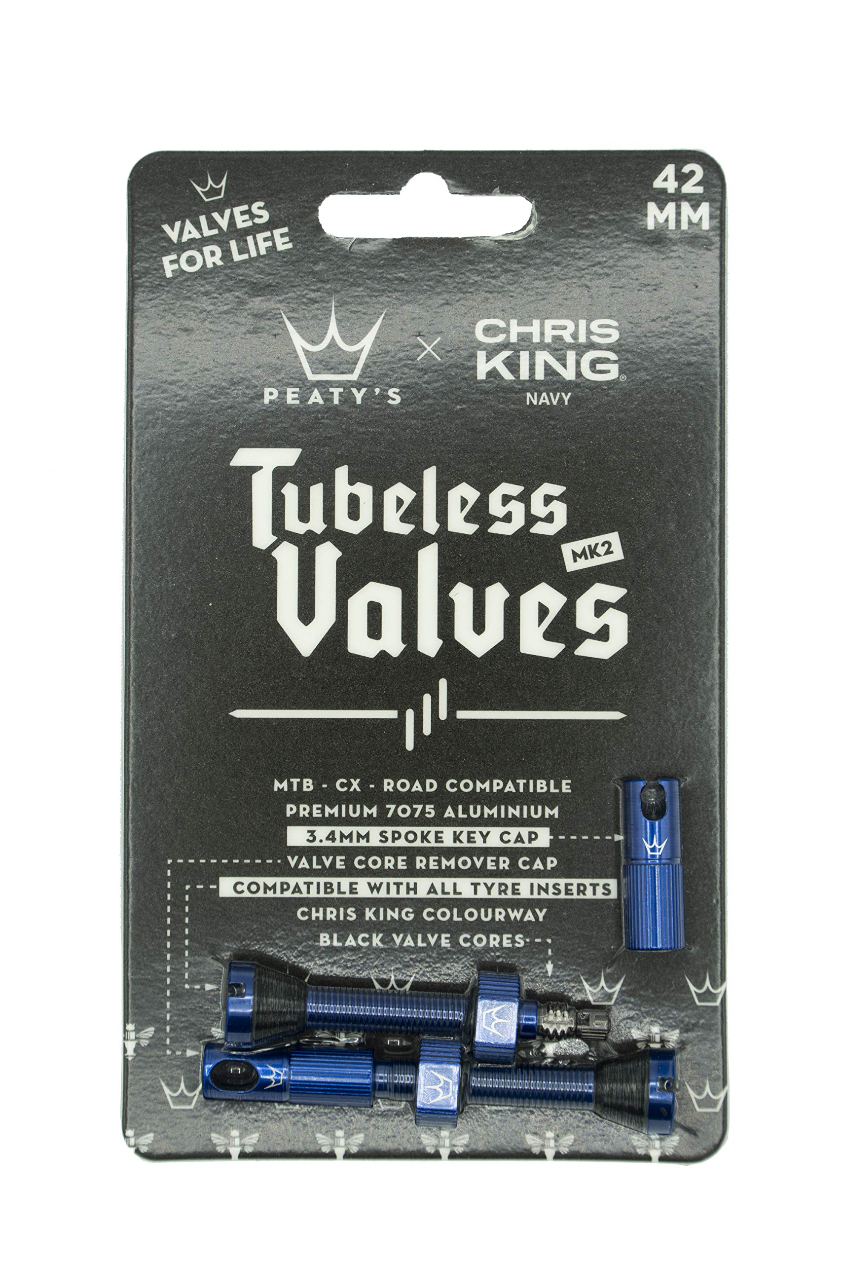 Peaty's x Chris King (MK2) Tubeless Valves, 42mm, Navy