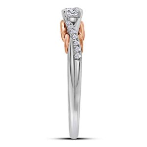 Jewels By Lux 14K White Gold Round Diamond Solitaire Bridal Wedding Engagement Ring 1/3 Cttw