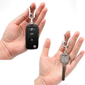 INFIPAR Multifunctional Car and Home Keychain Black Genuine Leather Key Chain and Metal Key Rings for Men Women, with 360 Degree Rotatable Snap Swivel and Anti-lost Screw