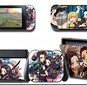 Alvhntr Vinyl Skin Decal Stickers for Nintendo Switch, Anime Protector Wrap Cover Protective Faceplate Full Set Console Joy-Con Dock (Demon Slayer 2585)