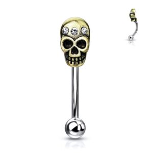 316L Surgical Steel Curved Eyebrow Rings with Skull