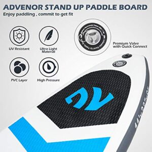 ADVENOR Paddle Board 11'x33 x6 Extra Wide Inflatable Stand Up with SUP Accessories Including Adjustable Paddle,Backpack,Waterproof Bag,Leash,and Hand Pump,Repair Kit (Blue)