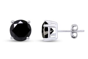 1/4 carat ct round black natural diamond friction back stud earrings in 14k white gold delicate jewelry for womens and mens (0.25 cttw)