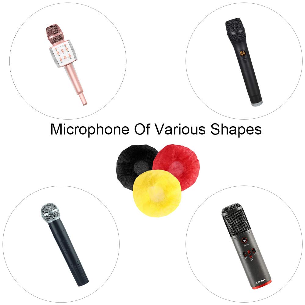 200 Counts Disposable Microphone Cover Non-Woven Handheld Microphone Protective Cap Karaoke Mic Cover Mike Windscreen for KTV Home Karaoke Bar News Interview (BLACK-200pcs)