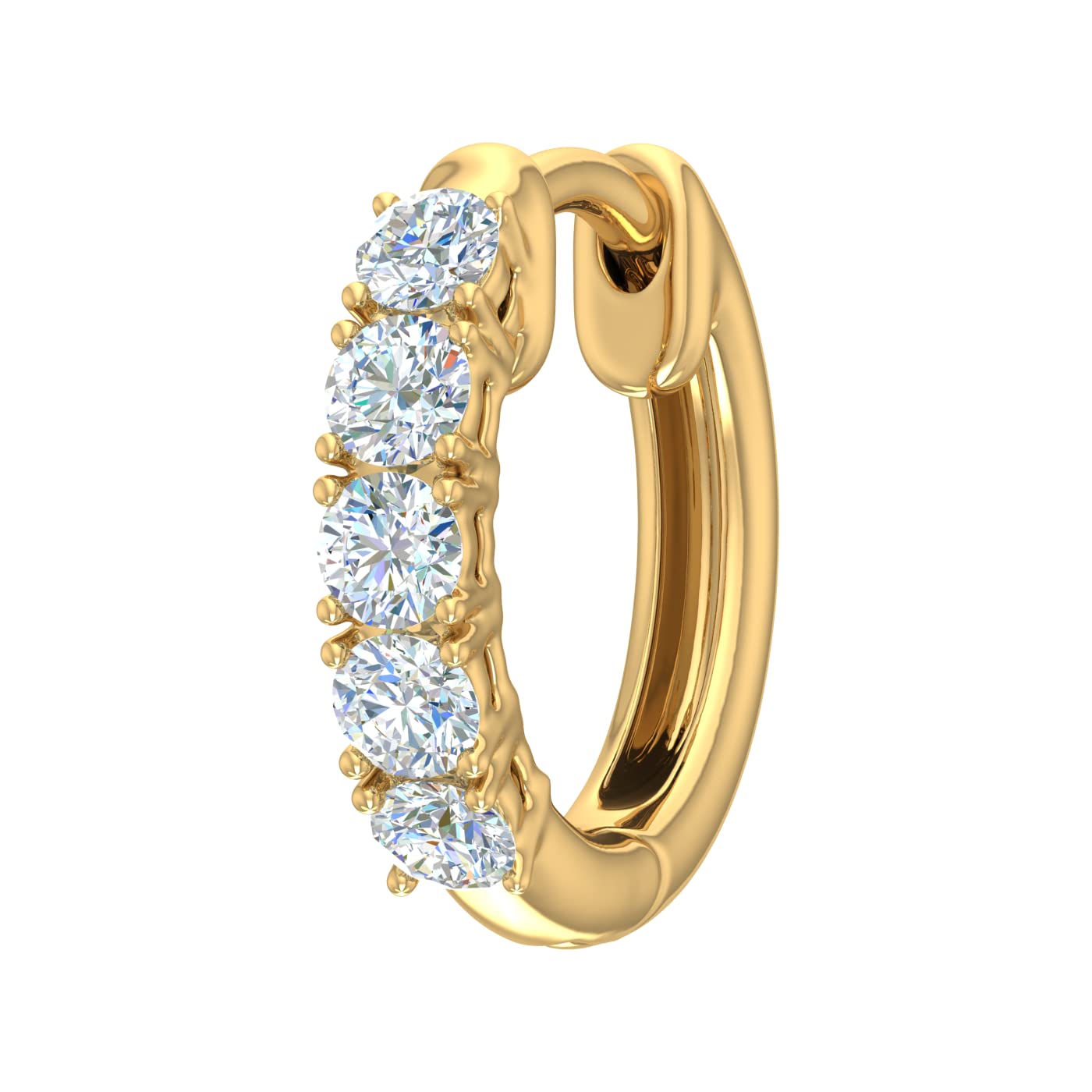 1/2 Carat Natural Diamond Hoop Earring in 10K Yellow Gold (Single Piece)