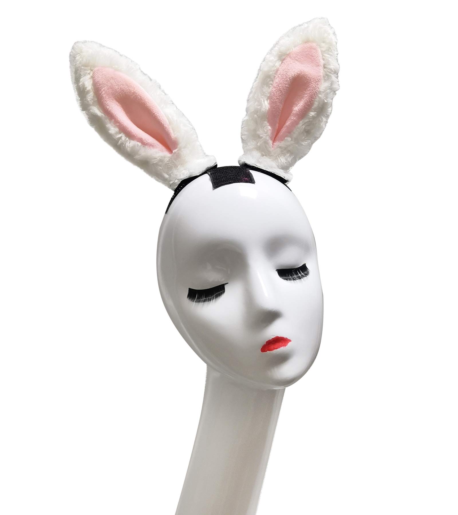 3T-SISTER Helmet Bunny Ear Women Girls Plush Rabbit Ear for Motorcycle Bicycle Ski Helmets Halloween Party Cosplay Wig Helmet Accessory Decorations Velcro Reusable Design （White） 2PCS