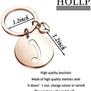 HOLLP Initial Disc Charm Keychain 26 Initial Letter Alphabet Key Ring A-Z Initial English Charm Keychain (RG-J)