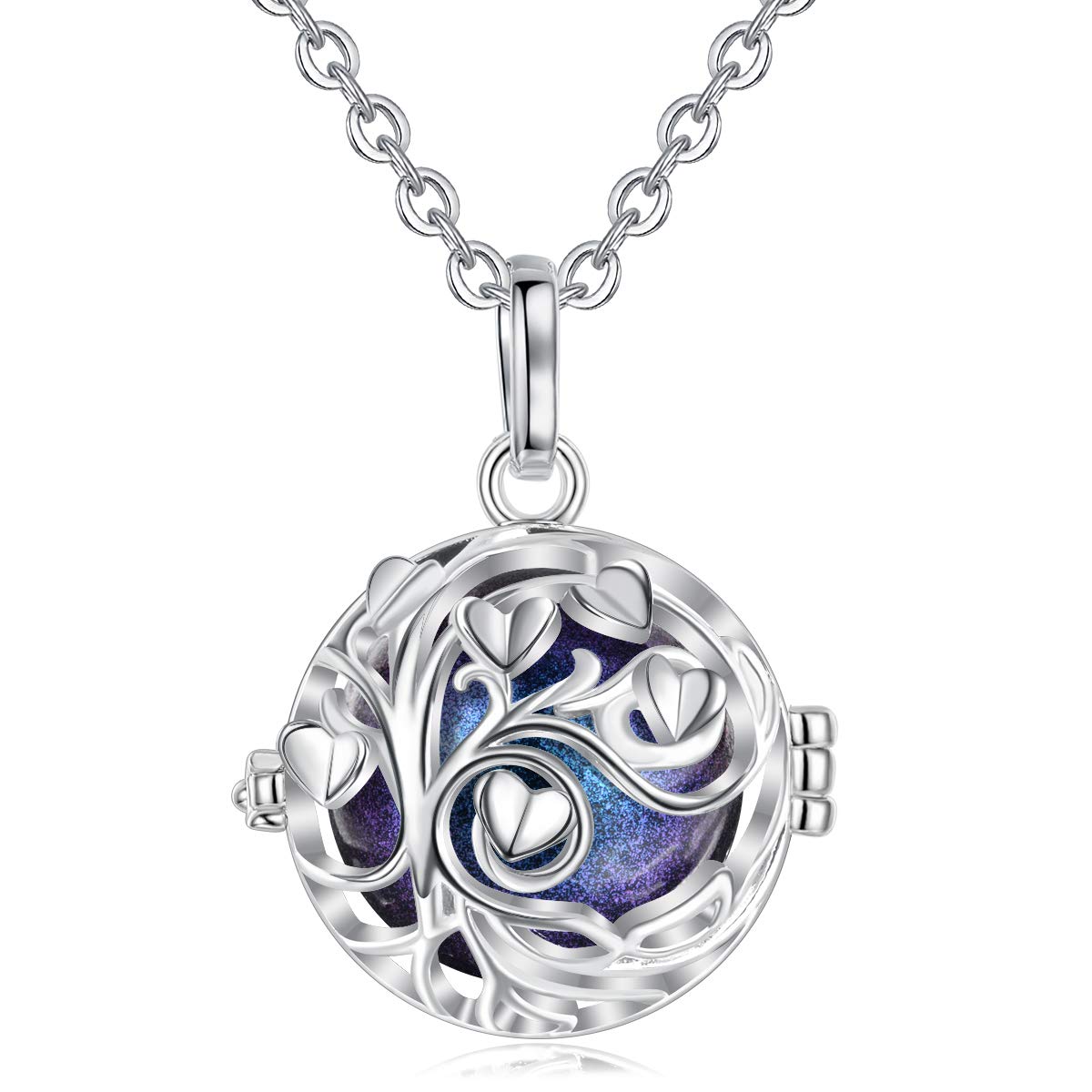 AEONSLOVE Harmony Ball Pregnancy Bola Necklace, Tree of Life Harmony Ball Locket Angel Chime Caller Bell 20mm Mexican Bola Balls Pendant Necklaces for Pregnant Women Baby Mom Gifts