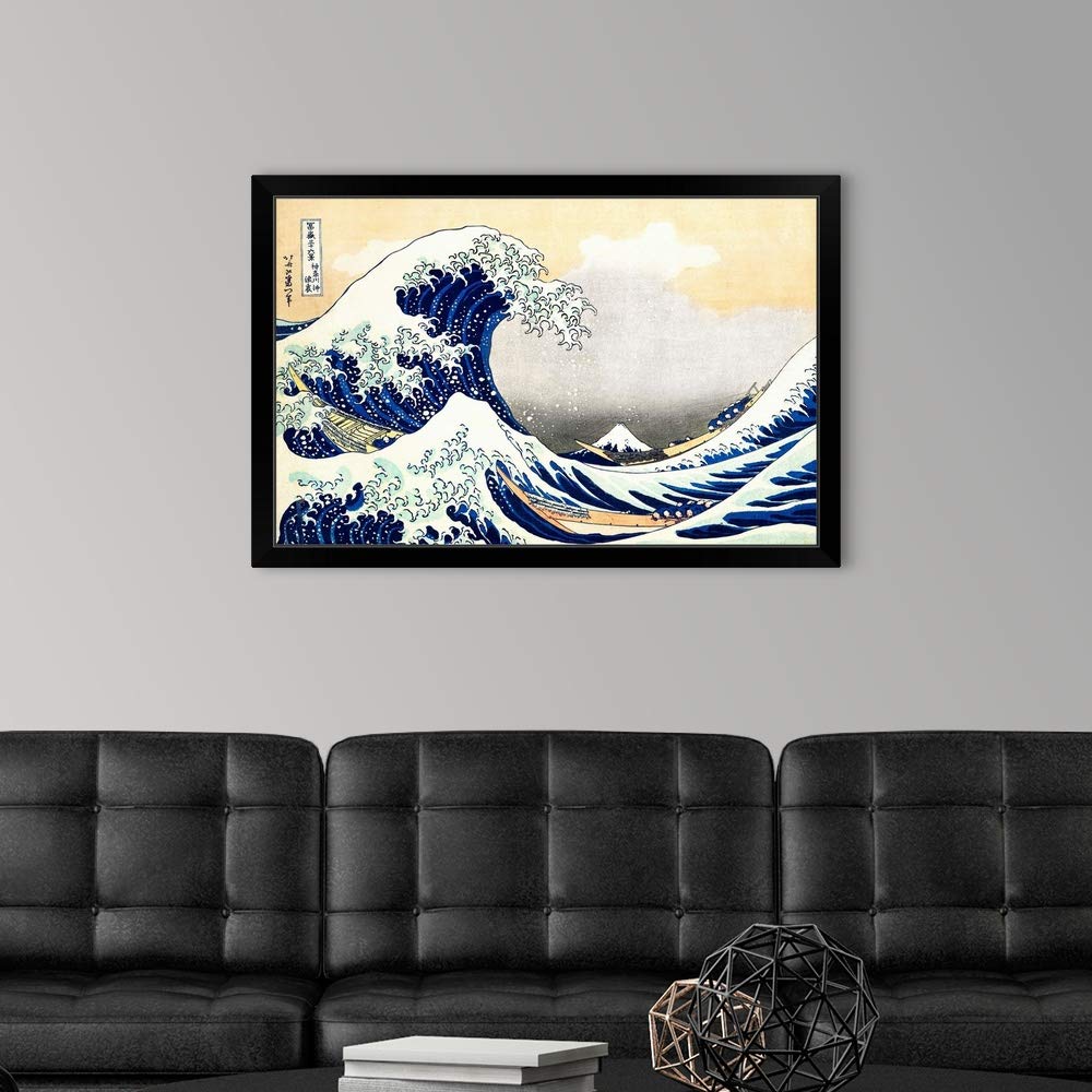 CANVAS ON DEMAND Under The Wave Off Kanagawa, from The Black Framed Art Print, Artwork