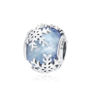 Eternalll Jewellery Snowflake Charms Authentic 925 Sterling Silver Charm Beads Christmas Charms Rose Gold Charms for Bracelets (Snowflake Glass Beads)