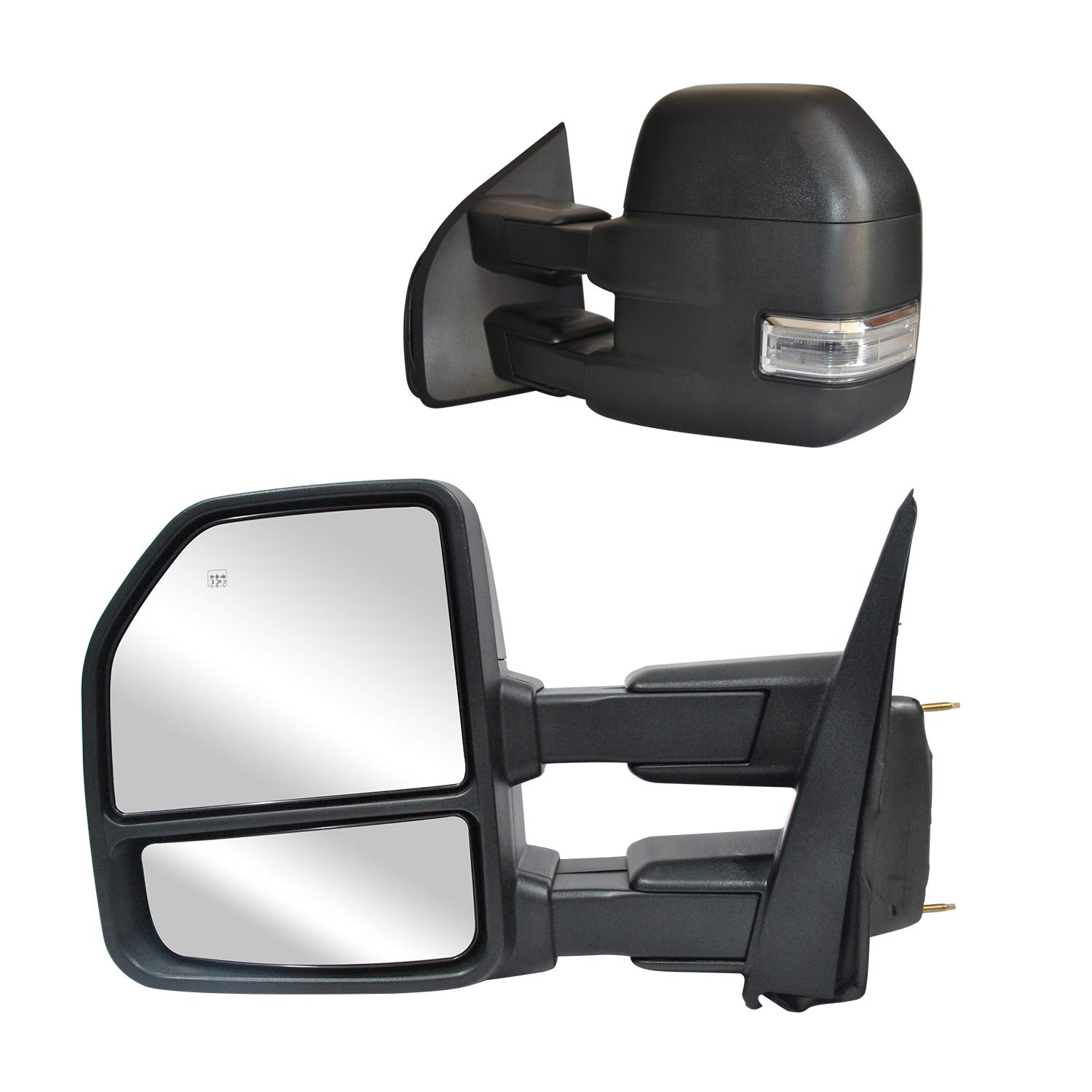 WLLW Towing Mirrors fit for Ford F150 Pickup Truck 2015 2016 2017 2018 2019 2020 Power, Heated, Turn Signal, Temperature Sensor, Puddle Lights, Spot Auxiliary Lamp, 22-Pin Plug