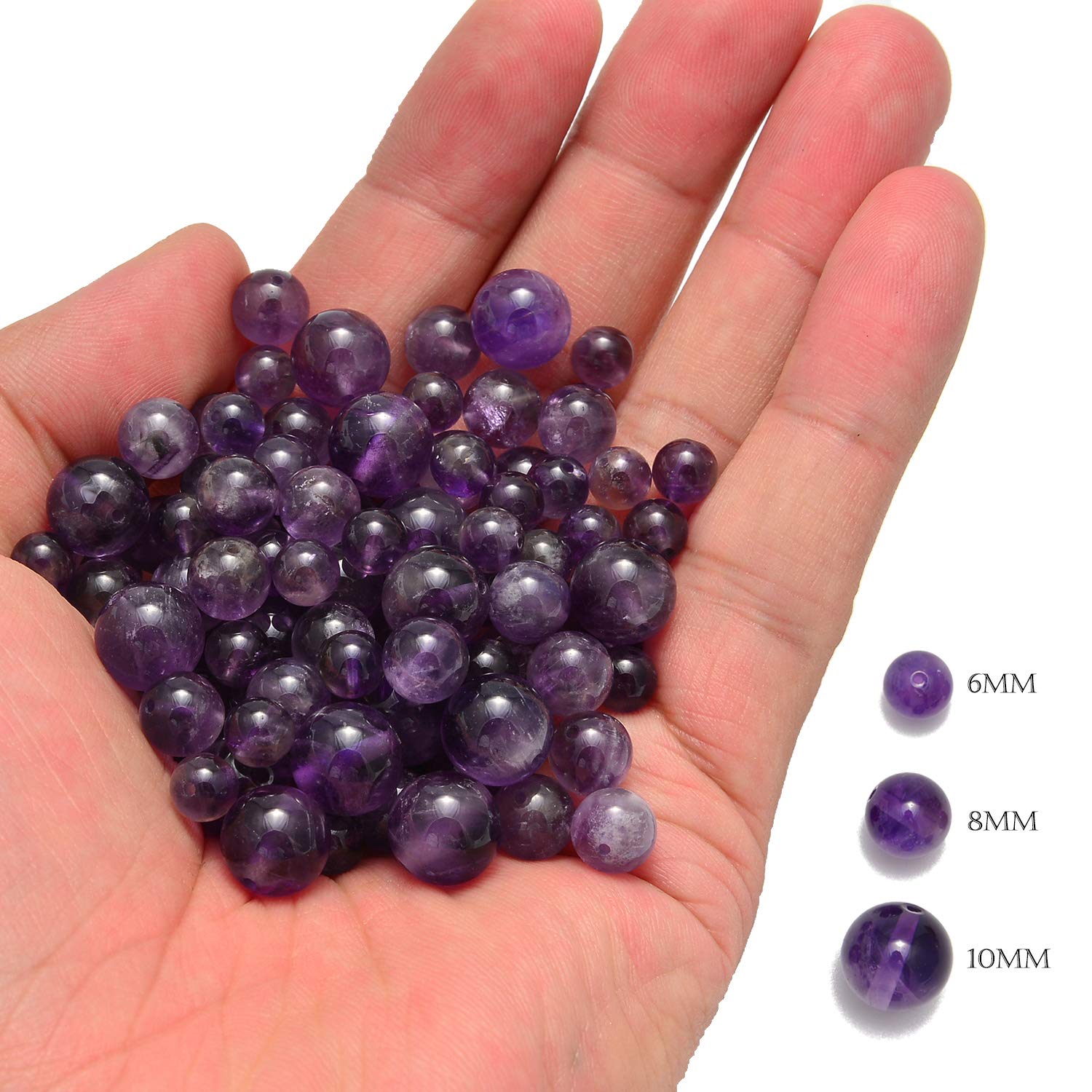 NCB 200pcs 4mm Amethyst Loose Beads for Jewelry Making, Natural Semi Precious Beads Round Smooth Gemstones Spacer Beads Charms for Necklaces Bracelets (Amethyst, 4mm 200Beads)