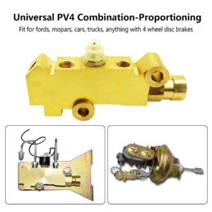 PV4 Brass Combination-Proportioning Valve, 172-1361 PV71 Disc-Disc Brake System Fit for Ford Chevy Mopar, Proportioning Valve Compatible with 4 Wheel Disc Brakes Trucks