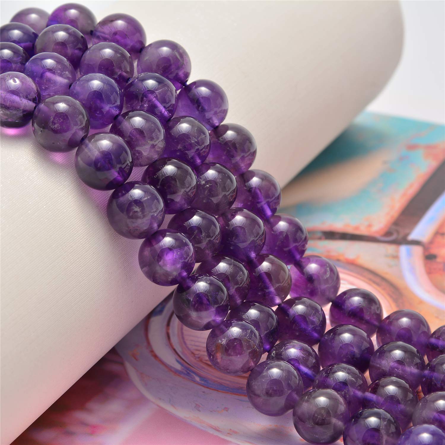 NCB 200pcs 4mm Amethyst Loose Beads for Jewelry Making, Natural Semi Precious Beads Round Smooth Gemstones Spacer Beads Charms for Necklaces Bracelets (Amethyst, 4mm 200Beads)