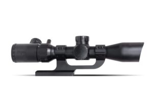 monstrum 3-9x32 rifle scope with rangefinder reticle | zr250 h-series offset scope mount | bundle