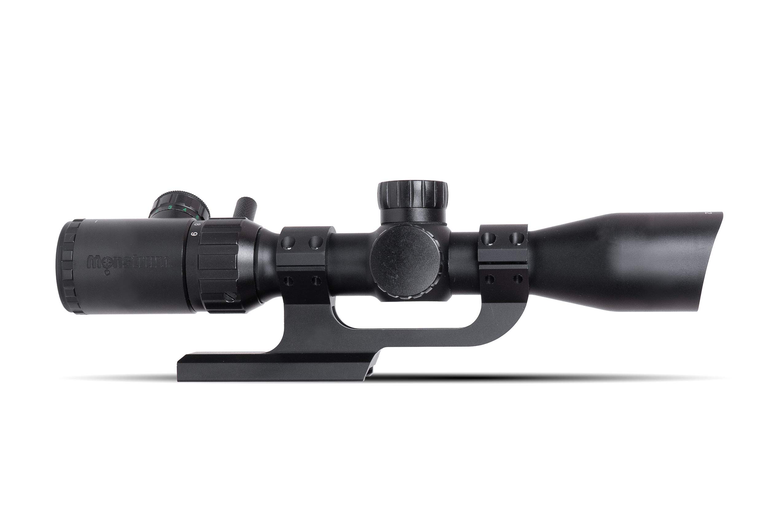 Monstrum 3-9x32 Rifle Scope with Rangefinder Reticle | ZR250 H-Series Offset Scope Mount | Bundle