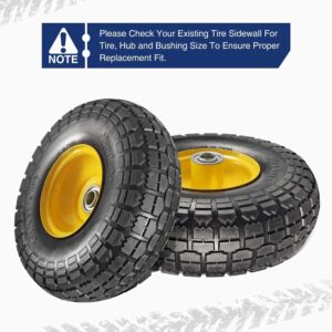 MaxAuto 10 Inch Solid Rubber Tires 4.10 3.50-4 Flat Free Tire 4.10/3.50-4 Tire and Wheel, 2.25" Offset Hub, 5/8" Bearings, for Hand Truck, Trolley, Garden Cart, Lawn Mower, Garden Wagon, Wheelbarrow