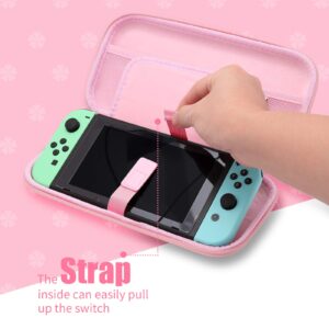 Switch Pink Accessories, Switch Pink Carrying Case, Switch Pink Protective Case, Cute Thumb Grips, Headphone Adapter, Desktop Stand, Screen Protector, Wrist Strap and Shoulder Strap