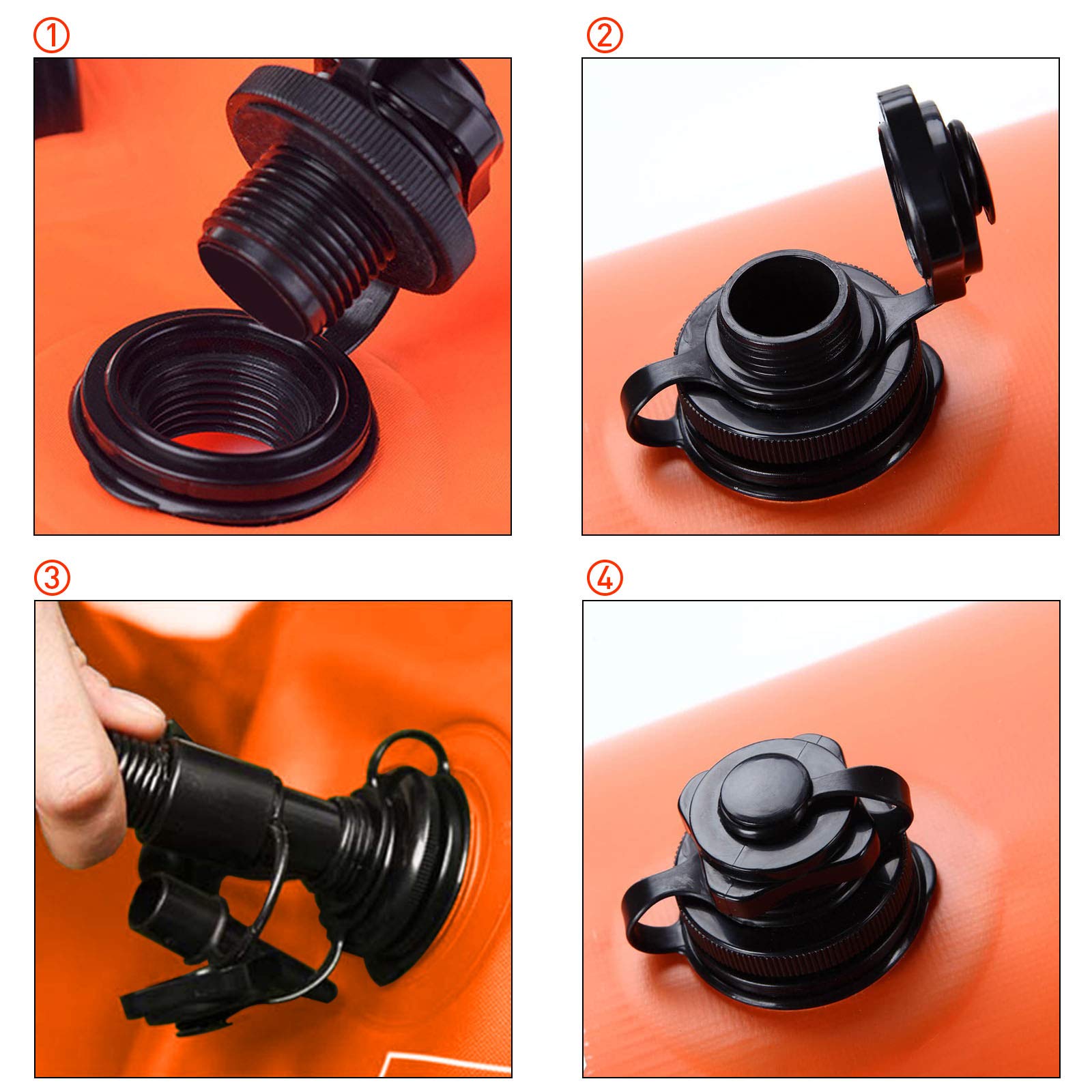 JUXATECH Air Valve Caps Screw Valve, Inflatable Boat Spiral for Inflatable Boat Air Bed Kayak Canoe Fishing Boats Raft Airbed