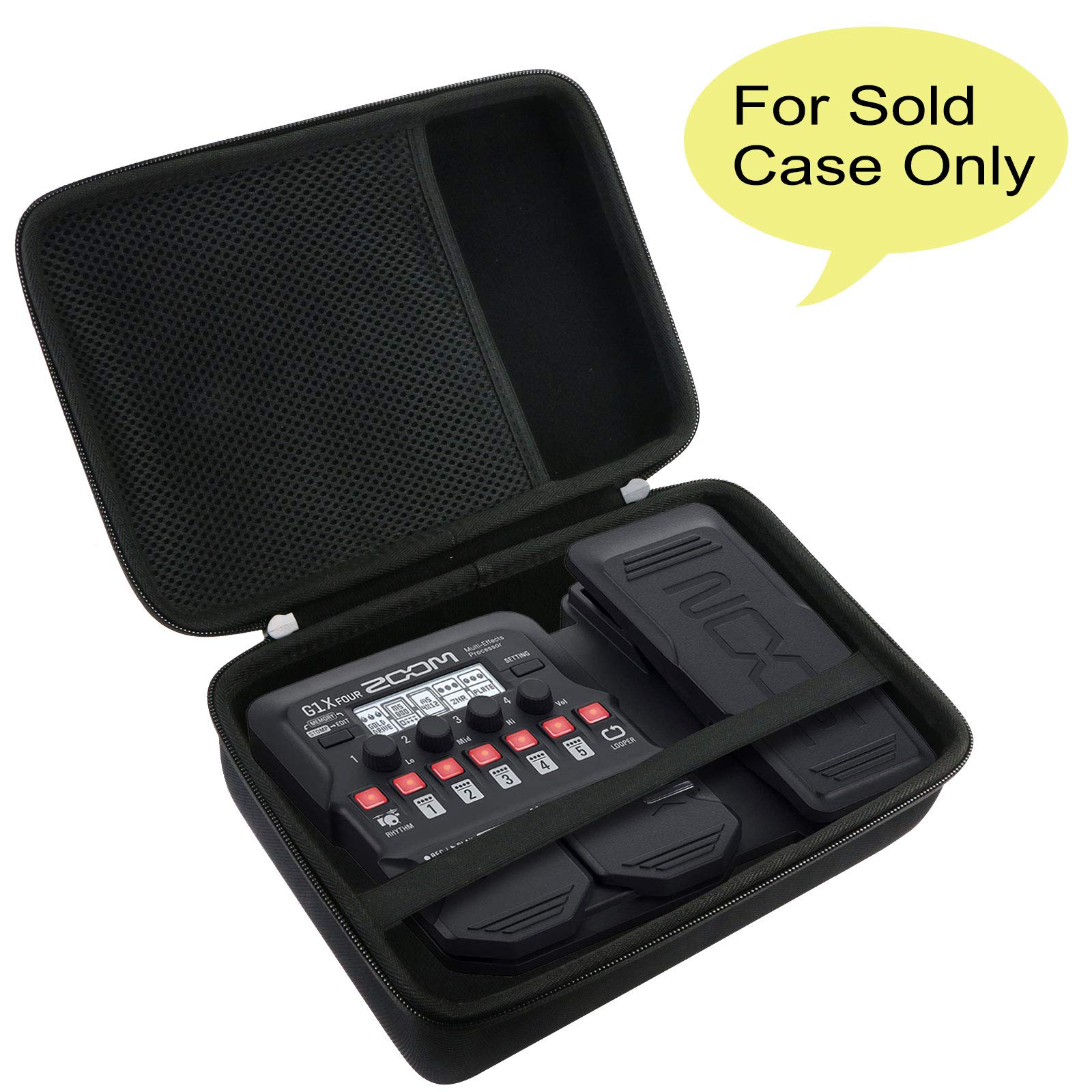 co2CREA Hard Carrying Case replacement for Zoom FOUR Bass Guitar Multi-Effects Processor Pedal (Zoom G1X B1X A1X FOUR Guitar Case, Black Case)