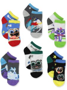 puppy dog pals toddler boys girls 6 pack quarter socks set (x-small (2t-4t), multi)