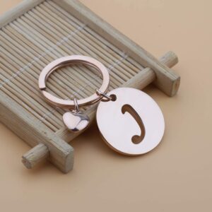 HOLLP Initial Disc Charm Keychain 26 Initial Letter Alphabet Key Ring A-Z Initial English Charm Keychain (RG-J)