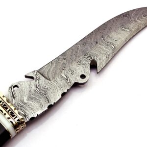 Skokie Knives Custom Hand Made Damascus Steel Hunting Fixed Blade Knife Handle Camel Bone with Brass Spacer