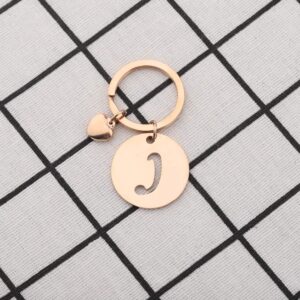 HOLLP Initial Disc Charm Keychain 26 Initial Letter Alphabet Key Ring A-Z Initial English Charm Keychain (RG-J)