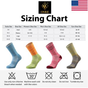 ONKE Merino Wool Cushion Crew Socks for Women Ladies Colorful Casual Dress Outdoor Trail Hiking Hike All Seasons Medium Warm(Multicolor4)