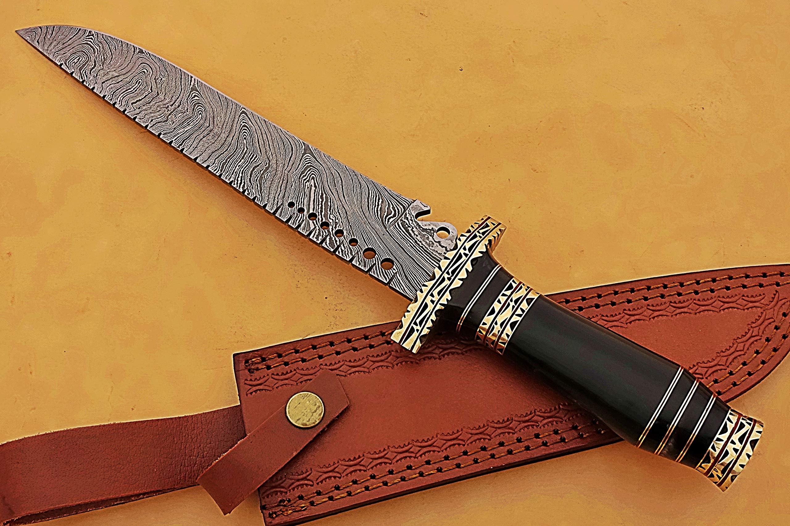 Custom Handmade Damascus Steel Hunting Knife / Bowie Knife SS-17366 ( horn ) (black)