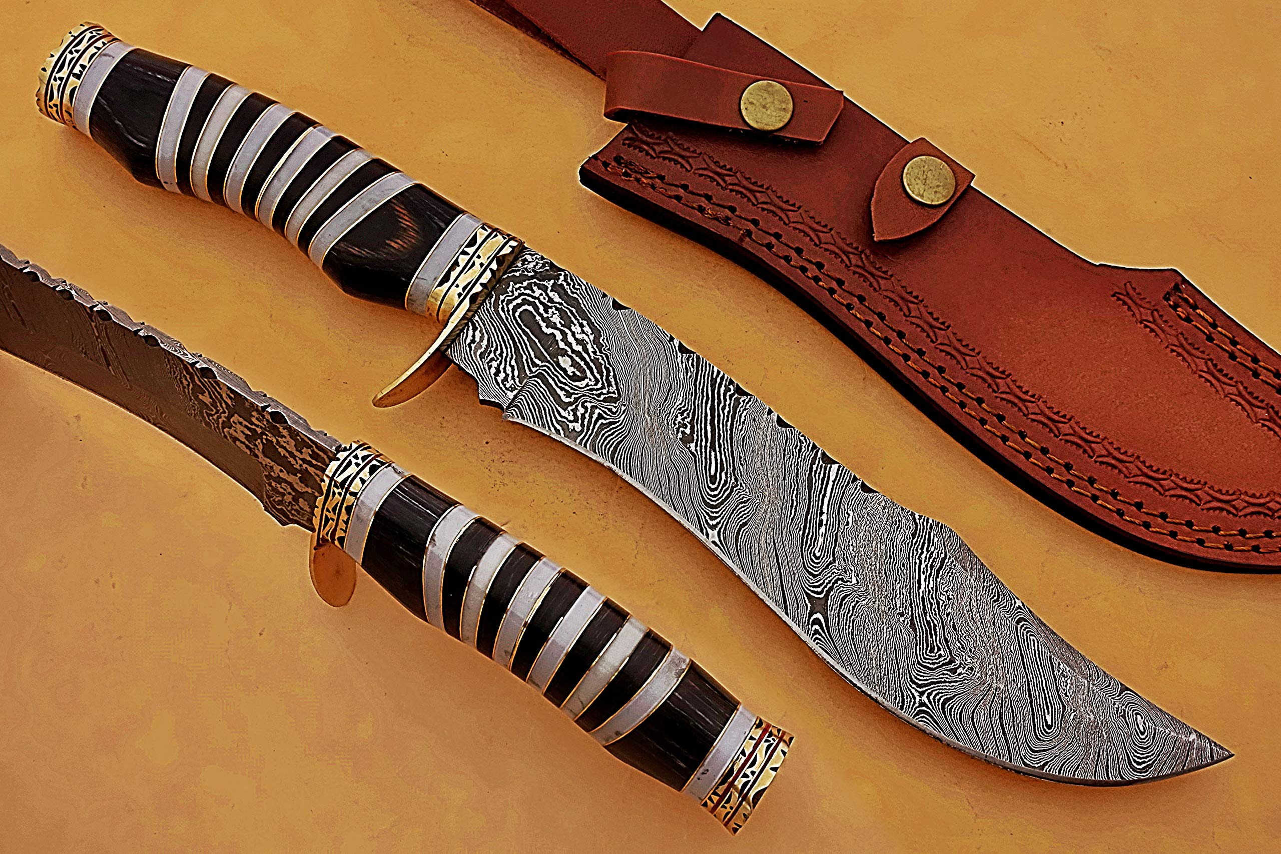 Smart & Sharp Custom Handmade Damascus Steel Hunting Knife/Bowie Knife SS-17367 (black)