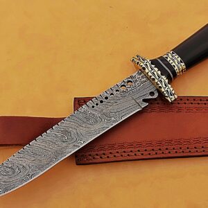 Custom Handmade Damascus Steel Hunting Knife / Bowie Knife SS-17366 ( horn ) (black)