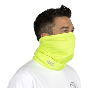 Klein Tools 60465 Cooling Band for Neck and Face with Evaporative Performance Knit Fabric, Cools Instantly When Wet, UPF 50 Protection, Yellow