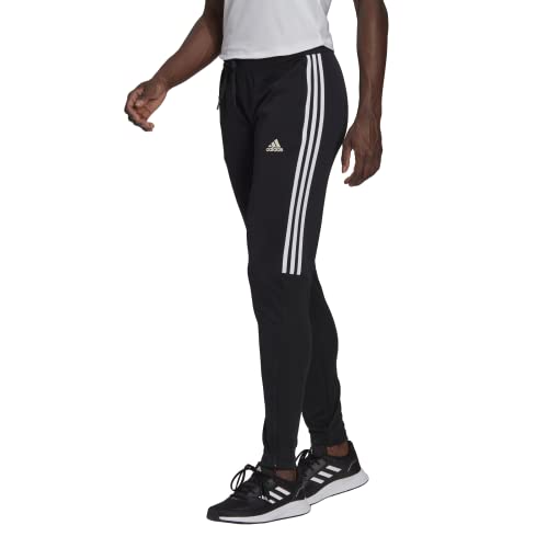 adidas Women's Aeroready Sereno Slim Tapered-Cut 3-Stripes Pants, Black/White, Medium