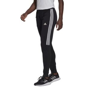 adidas women's aeroready sereno slim tapered-cut 3-stripes pants, black/white, small