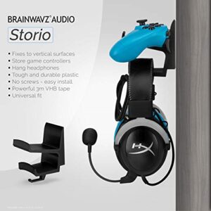 BRAINWAVZ The STORIO - Gamepad Controller & Headphone Hanger Holder Stand - Designed for XBOX ONE, PS4, PS3, PS5, Dualshock, Switch, PC, Steelseries, Steam & More, Black