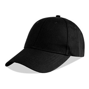 langzhen baseball dad cap 100% cotton fits men women classic adjustable plain hat(structured-black)