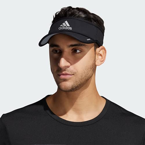 adidas Men's Superlite Adjustable Fit Sport Performance Visor, Black/Silver, One Size