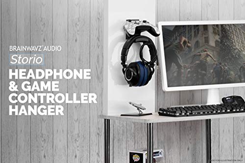 BRAINWAVZ The STORIO - Gamepad Controller & Headphone Hanger Holder Stand - Designed for XBOX ONE, PS4, PS3, PS5, Dualshock, Switch, PC, Steelseries, Steam & More, Black