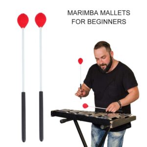 1 Pair Marimba Percussion Mallets Hard Yarn Head Marimba Malleta for Beginners Accessory(Red)