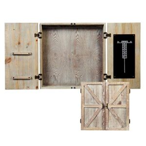 American Legend Barnwood Dartboard Cabinet with Wheat Finished Barn Style Doors - Dartboard Not Included