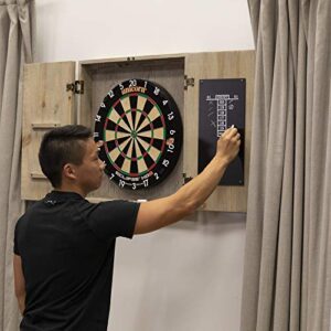 American Legend Barnwood Dartboard Cabinet with Wheat Finished Barn Style Doors - Dartboard Not Included