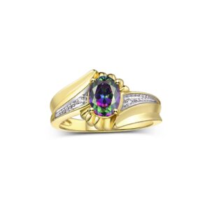 rylos swirl z simulated alexandrite/mystic topaz & diamond ring - june birthstone* size 6