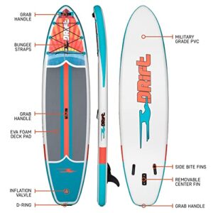 Drift Inflatable Stand Up Paddle Board - SUP Paddle Board and Accessories, Including Pump, Paddle, and More - Native Floral, Adult, 11'6"