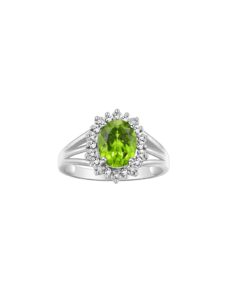 rylos simply elegant beautiful peridot & diamond ring - august birthstone* size 7