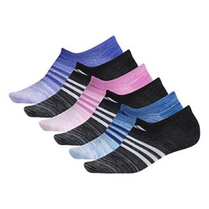 adidas Women's Superlite No Show Socks (6-Pair), Black/White/Victory Blue, Medium