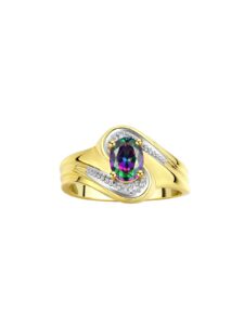 rylos rings for women 14k gold plated silver swirl ring with 7x5mm oval gemstone & diamond ring june alexandrite jewelry size 8