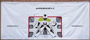 winnwell hockey garage shooting tarp - foldable street hockey goalie pads - training equipment for shooting target games